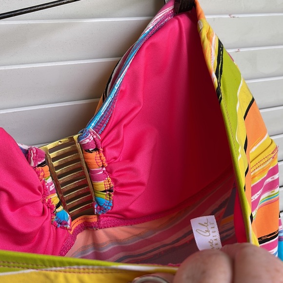 Anne Cole Strapless Tankini Top in Neon Colors SZ L - Picture 6 of 9